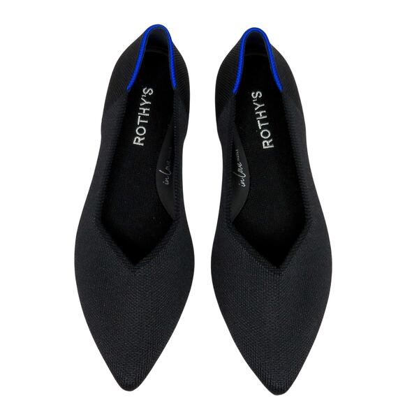 Rothy's The Point II Black Flats Pointed Toe In Love Insole Ballet Flats 6.5 - Picture 3 of 13